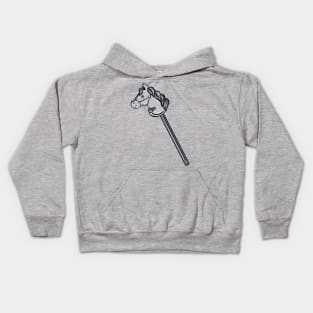 Black And White Horse Stick With Pink Background Kids Hoodie